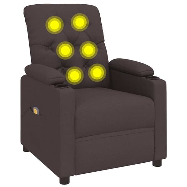 Massagefåtölj mörkbrun tyg