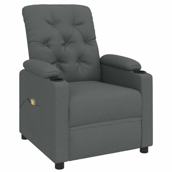 Massagefåtölj mörkgrå tyg