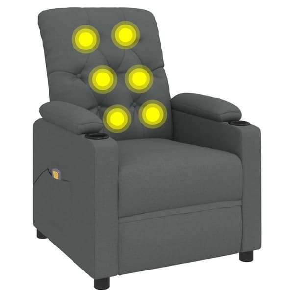Massagefåtölj mörkgrå tyg