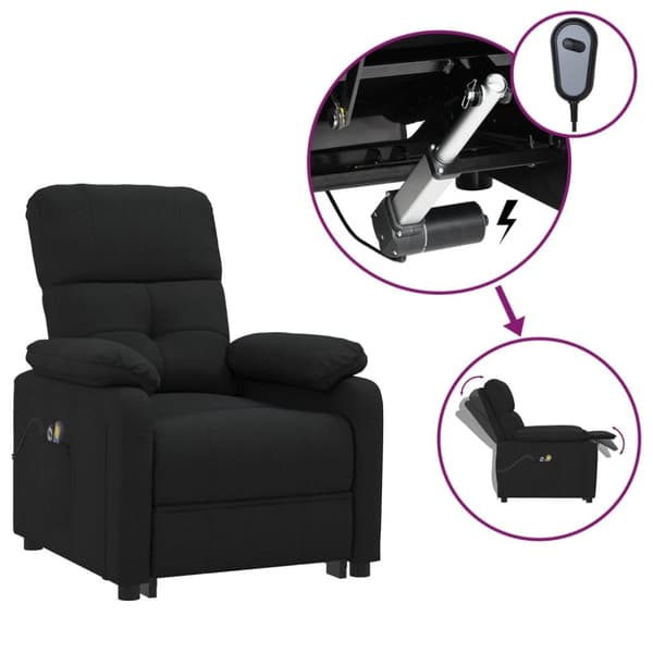 Elektrisk massagefåtölj svart tyg