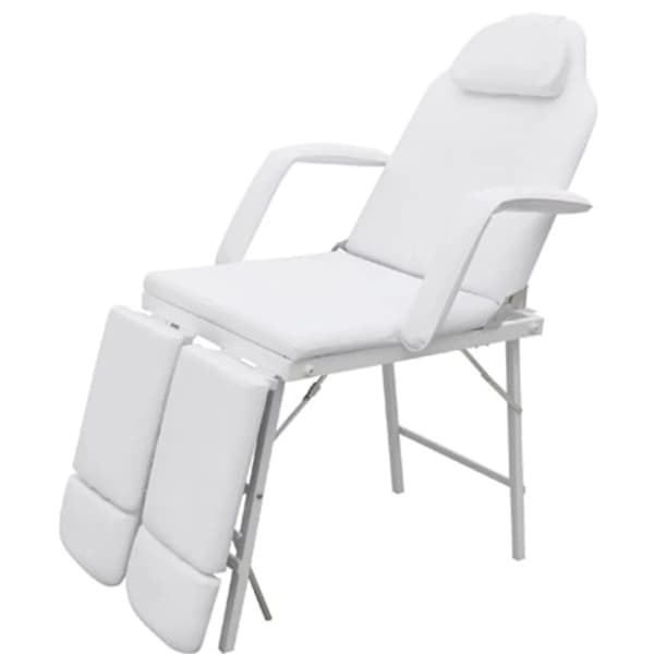 Bärbar behandlingsstol konstläder 185x78x76 cm vit