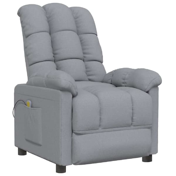 Massagefåtölj ljusgrå tyg