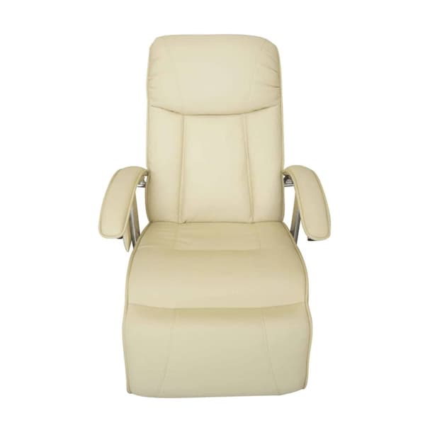 Massagefåtölj gräddvit konstläder