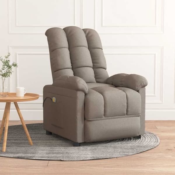Massagefåtölj taupe tyg