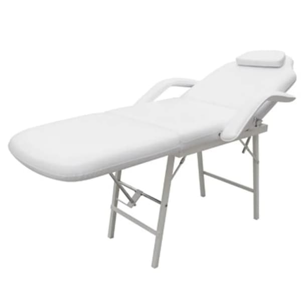 Bärbar behandlingsstol konstläder 185x78x76 cm vit