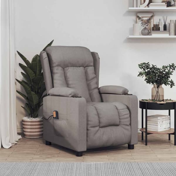 Massagefåtölj taupe tyg