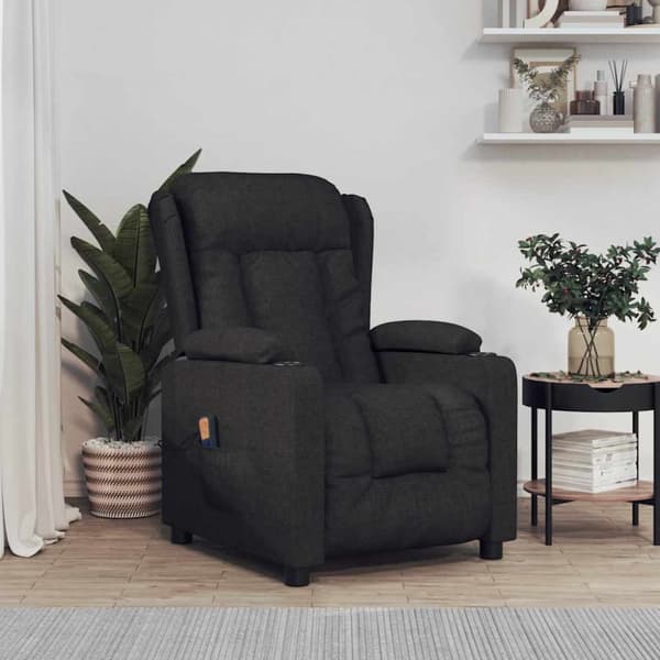 Massagefåtölj svart tyg