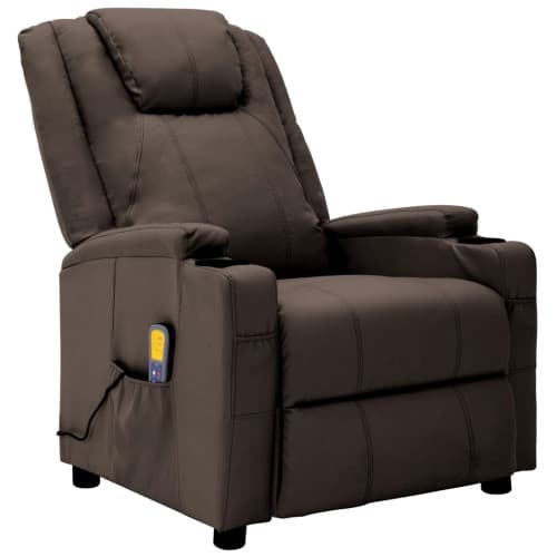 Massagefåtölj brun konstläder