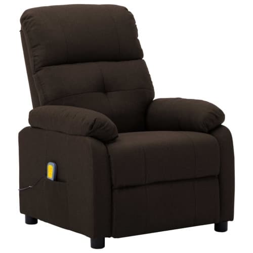 Massagefåtölj mörkbrun tyg
