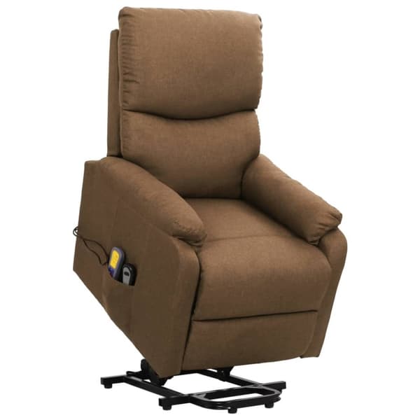 massagefåtölj med uppresningshjälp taupe tyg