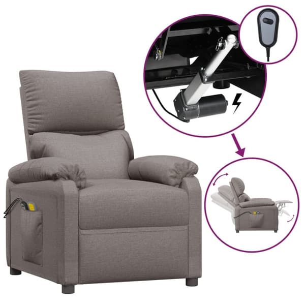 Elektrisk massagefåtölj taupe tyg
