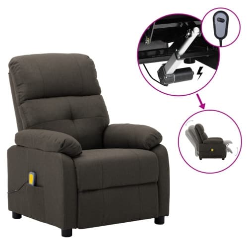 Elektrisk massagefåtölj taupe tyg