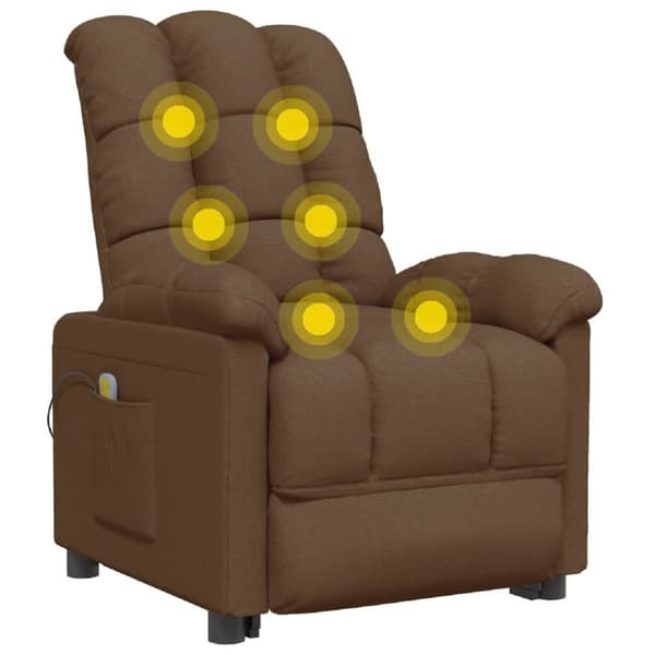 vidaXL Massagefåtölj brun tyg