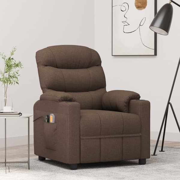 Elektrisk massagefåtölj brun tyg