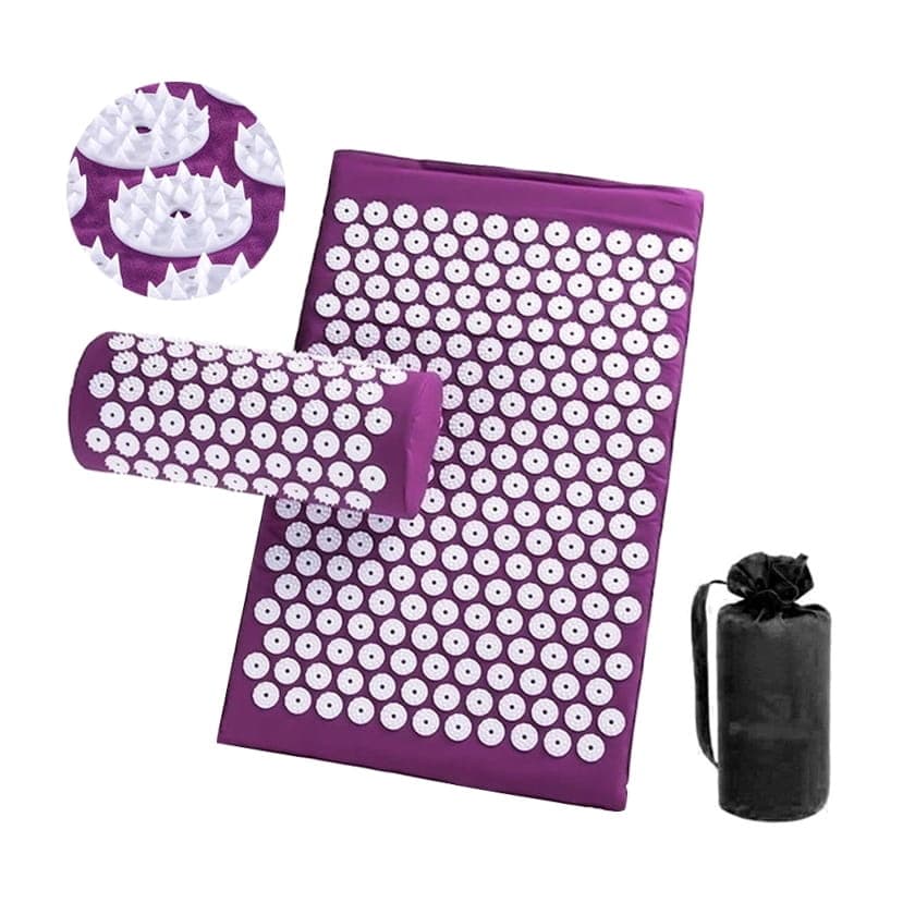 Massagematta med akupressur + Kudde + roller - Yogamatta - Lila