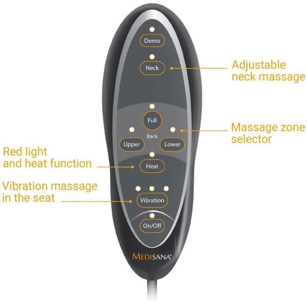 MCN massagestolsöverdrag - MEDISANA - Shiatsu massage - Värmefunktion - Grå