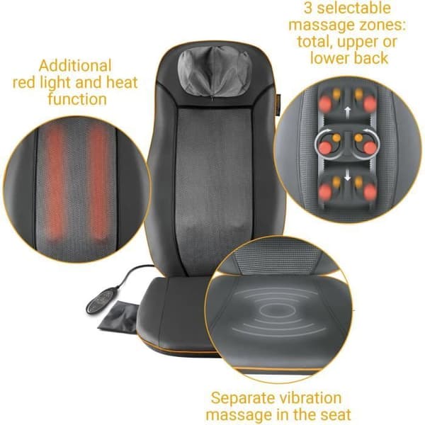 MCN massagestolsöverdrag - MEDISANA - Shiatsu massage - Värmefunktion - Grå