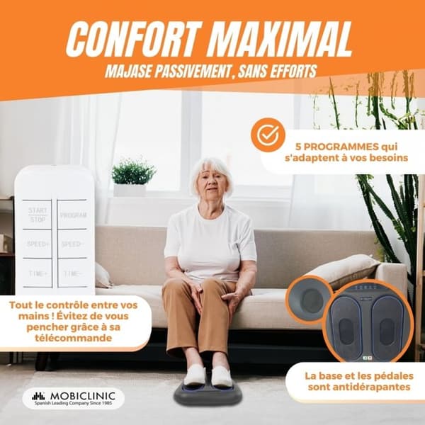 Mobiclinic fotmassageapparat 10 nivåer 5 program fotmassagermaskin VIBFIT LED kontrollpanel
