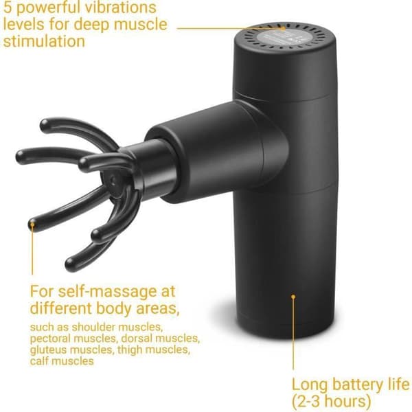 Massagepistol - MEDISANA - 5 slagverksnivåer - 7,4 V - Svart
