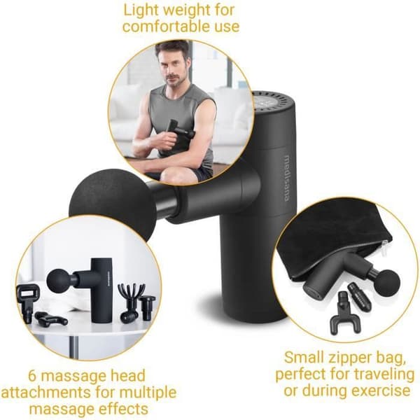 Massagepistol - MEDISANA - 5 slagverksnivåer - 7,4 V - Svart