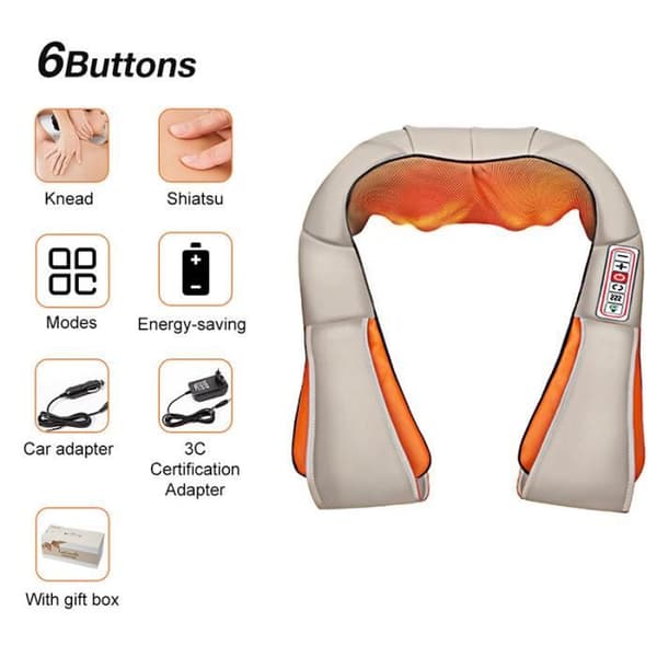 Elektromasseur Shiatsu - Sexknapp - 3D - Infraröd - Värmande - Beige