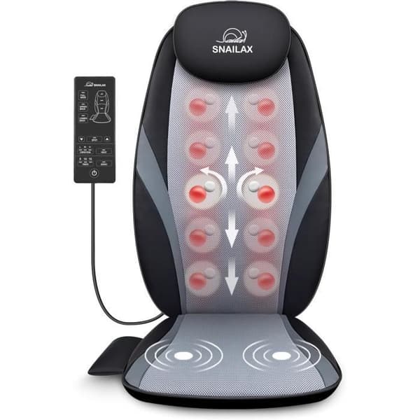 Massagesäte - Snailax - Shiatsu - Värmande - 3 Massagezoner - 4 Knyten för Knådning