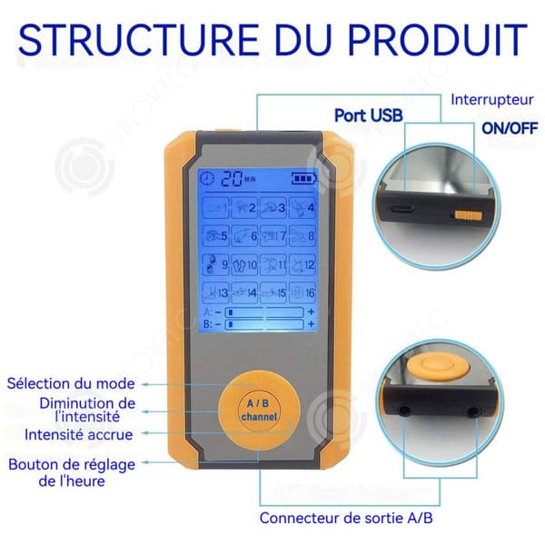 INN Tens Electrostimulator 16 Modes EMS Massager med fjärrkontroll Digital Display Helkroppsmassage Tens Portable Massager