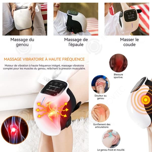 INN Uppvärmd knäskydd 3 vibrationsnivåer 3 uppvärmningsnivåer Rödljus Knä Massager Uppvärmda knäskydd