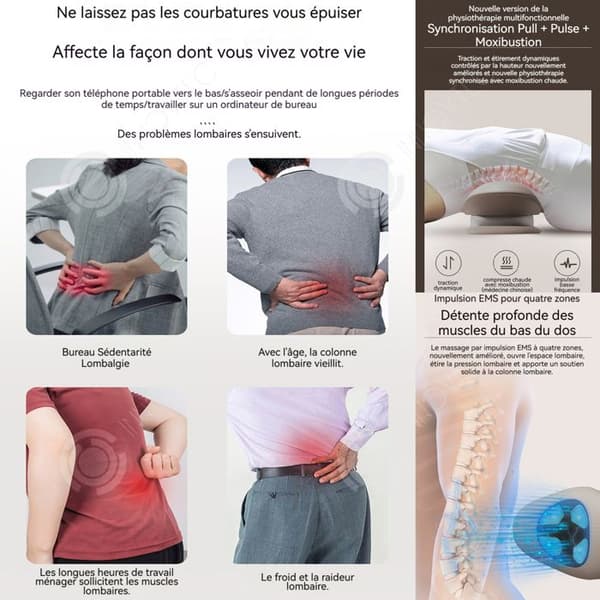 INN Masseur EMS för midjan Med varm kompressionsfunktion 3 justerbara nivåer massagekudde Med fjärrkontroll