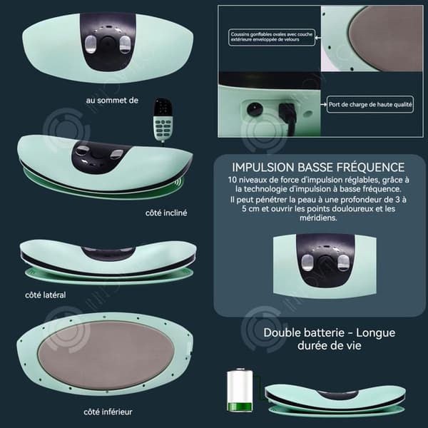 INN multifunktionell midjemassageapparat med fjärrkontroll Hot Compress Lumbar Massager Ergonomi med rött och blått ljus