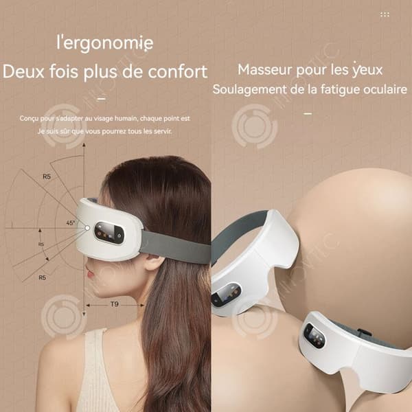 INN Eye Massager med värme Bluetooth-anslutning Uppladdningsbar hopfällbar sladdlös ögonmassager 4 justerbara nivåer Bärbar