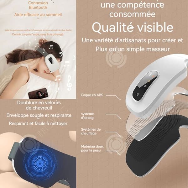 INN Eye Massager med värme Bluetooth-anslutning Uppladdningsbar hopfällbar sladdlös ögonmassager 4 justerbara nivåer Bärbar