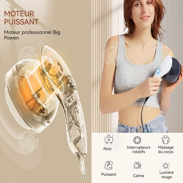INN Massager kroppsskönhetsapparat liten massagestav bärbar elektrisk vibrator 8 i 1 anticellulitmassageapparat