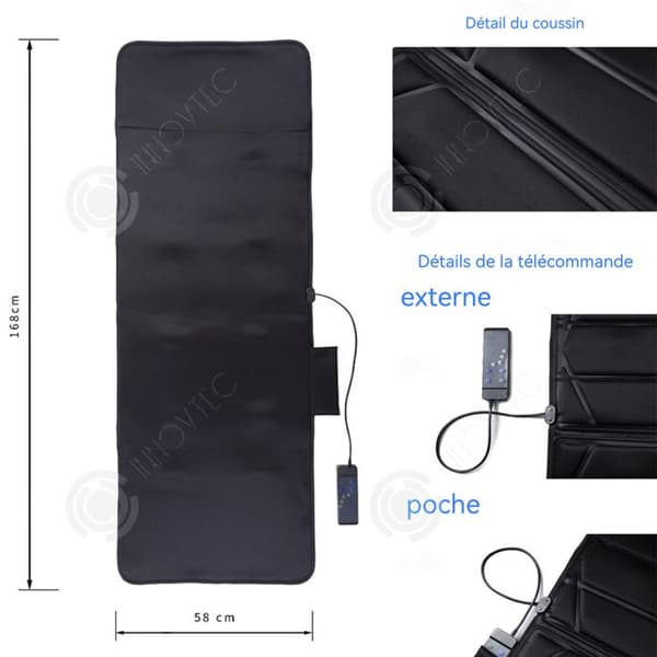 INN Massagematta 168x58cm Helkroppsmassagestol Kudde Midja Nacke Axel Uppvärmning för hemmet