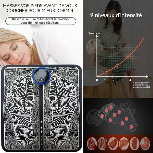 INN fotmassageapparat med 8 justerbara lägen och 19 intensitetsnivåer LED-skärm minskar trötthet och främjar blodcirkulationen