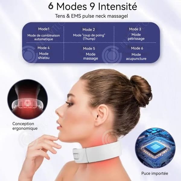 INN Cervical Massager 6 massagehuvuden 9 hastigheter Uppladdningsbar Cervical Spinal Instrument Hemma axel- och nackmassager