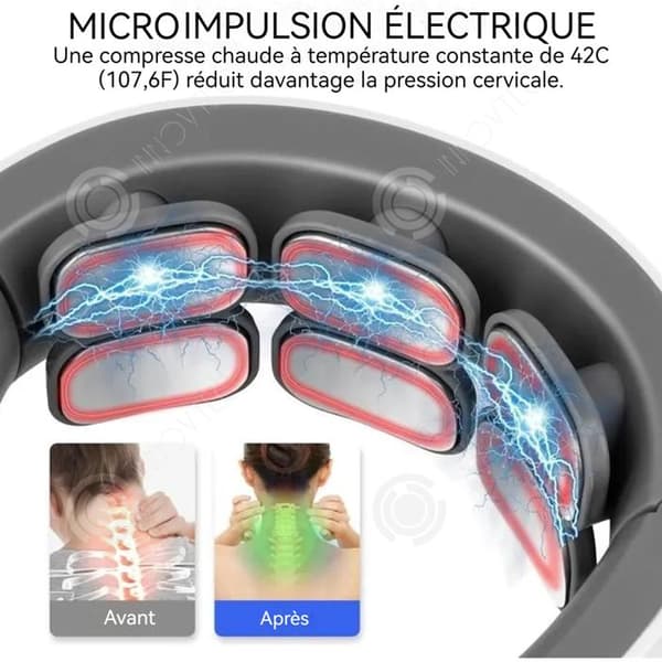 INN Cervical Massager 6 massagehuvuden 9 hastigheter Uppladdningsbar Cervical Spinal Instrument Hemma axel- och nackmassager
