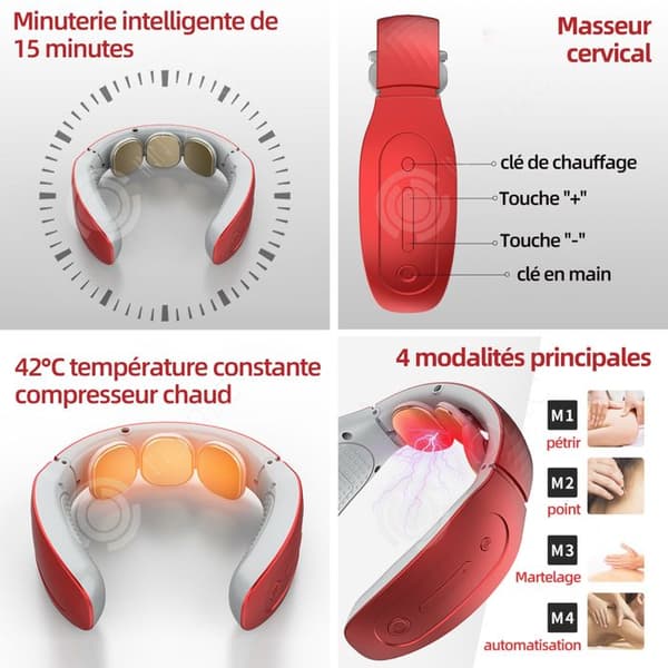 INN Cervical Massager 1200mah Timer Uppvärmning Nack Massager med fjärrkontroll 15 nivåer Justering 4 lägen Elektrisk Nack Massager