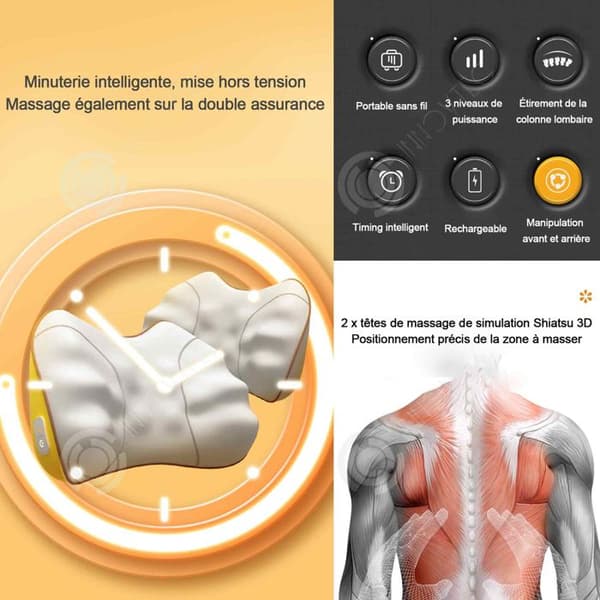 INN Massagekudde med 3 styrkejusteringsnivåer shiatsu massagekudde ryggmassageapparat slappnar av rygg- och nackmuskler