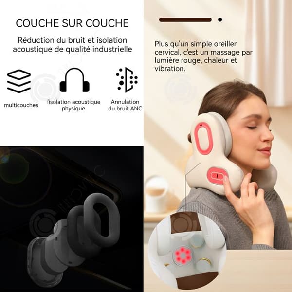 INN Bärbar elektrisk cervikal massager hals Varmkompress Rödljusmassage med Bluetooth musikfunktion Brusreducering