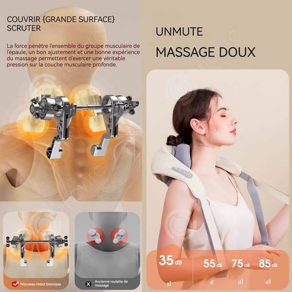 INN axelmassageapparat 3 hastigheter 45-50 grader Celsius konstant temperatur massagekudde axelnack massager nackavlastning
