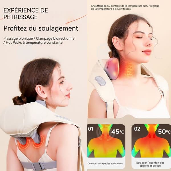 INN axelmassageapparat 3 hastigheter 45-50 grader Celsius konstant temperatur massagekudde axelnack massager nackavlastning
