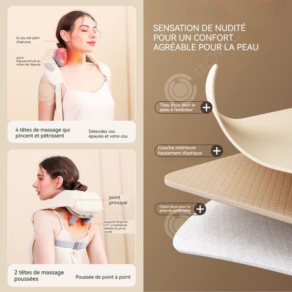 INN axelmassageapparat 3 hastigheter 45-50 grader Celsius konstant temperatur massagekudde axelnack massager nackavlastning
