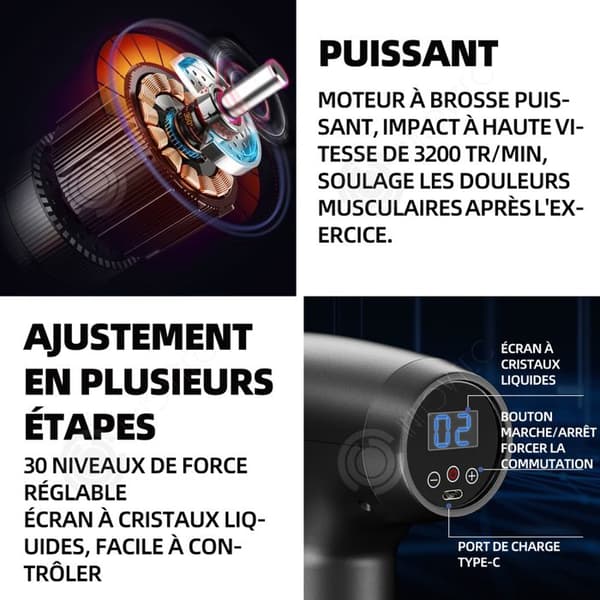 INN Massage 5v batteri med en kapacitet på 1800mah styrkan i 30 steg muskelmassage autonomi 2h borstad motor utsökta presenter