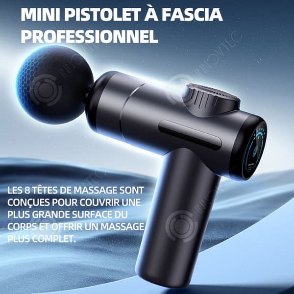 INN Massage 46-70db USB-laddning LED-pekskärm Elektrisk muskelmassageapparat 99 hastigheter med 8 massagehuvuden och bärväska