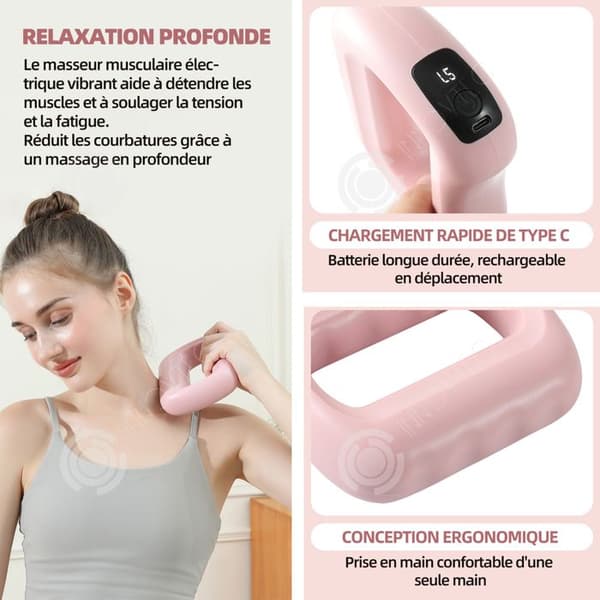 INN liten bärbar muskelmassager 15x14 cm 2000 mah LCD-skärm Elektrisk vibrerande muskelmassager med 8 vibrationsnivåer 3 Mod