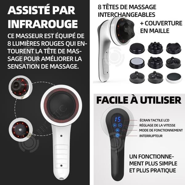 INN Massager med 8 mångsidiga massagehuvuden anticelluliter massageapparat för att lindra trötthet elektrisk massageapparat san f