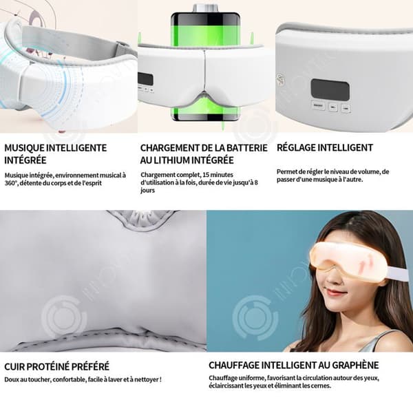 INN Eye Massager 5v 5 Modes Eye Massager med värme och vibrationer förbättrar sömnkvaliteten Lindrar ögontrötthet