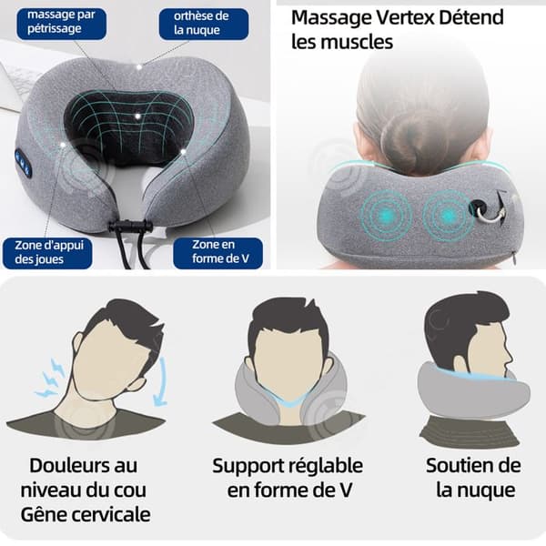 INN Cervical Massager med 3 justeringsnivåer U-formad massagekudde för att koppla av i nacken för hemmabil och kontor