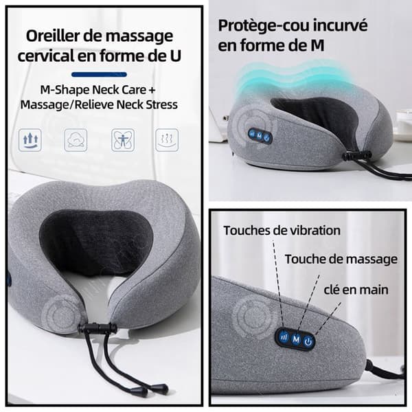 INN Cervical Massager med 3 justeringsnivåer U-formad massagekudde för att koppla av i nacken för hemmabil och kontor